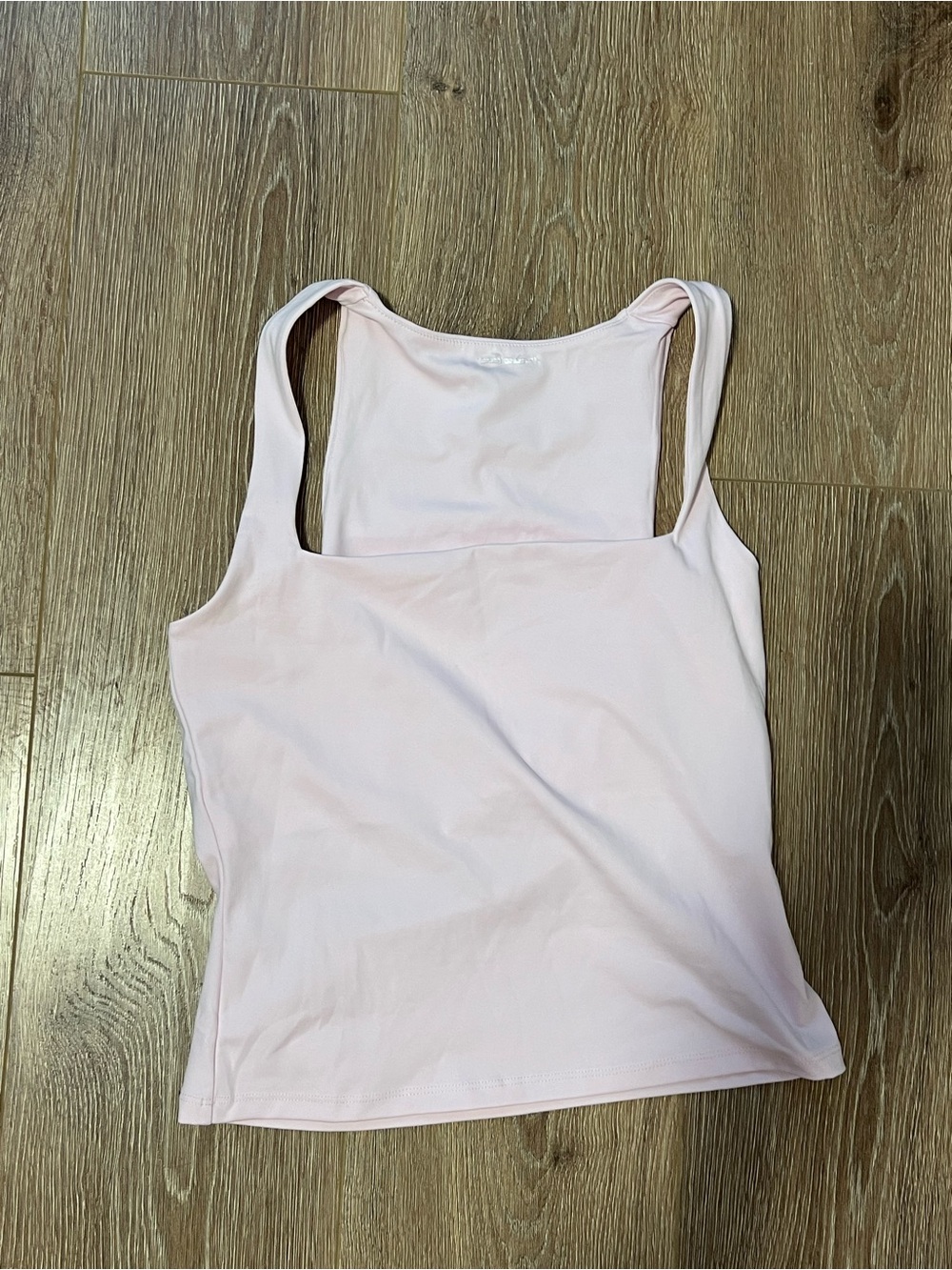 h&m square neck light pink tank - waist length